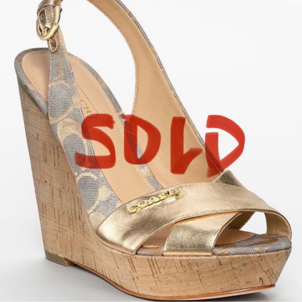 SOLD Coach Wedges Jessy Gold Size 7.5